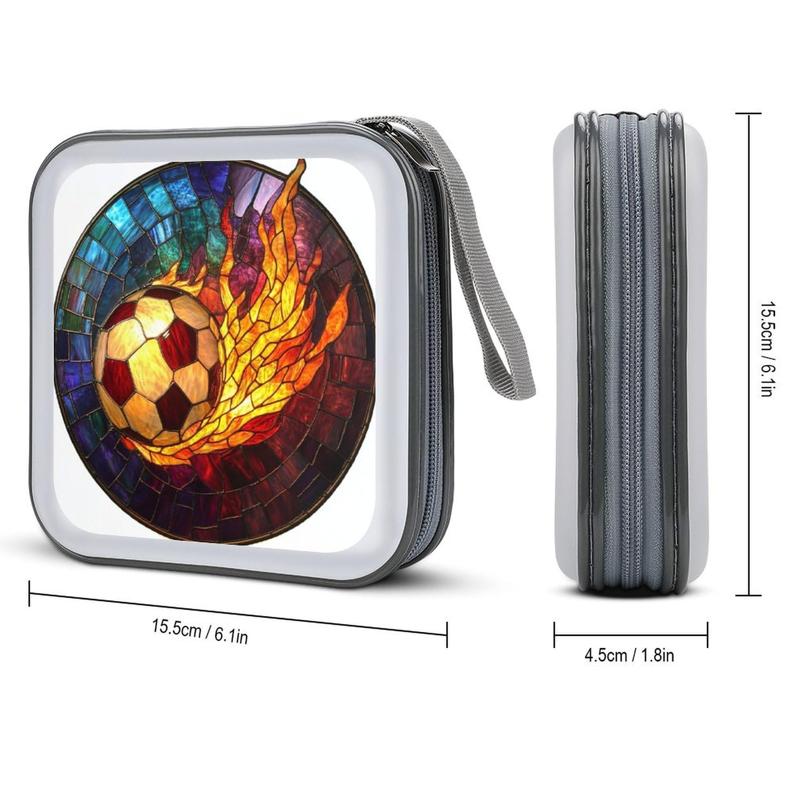 Stained Glass Football Dragging Flame CD Case DVD Storage Case Portable
