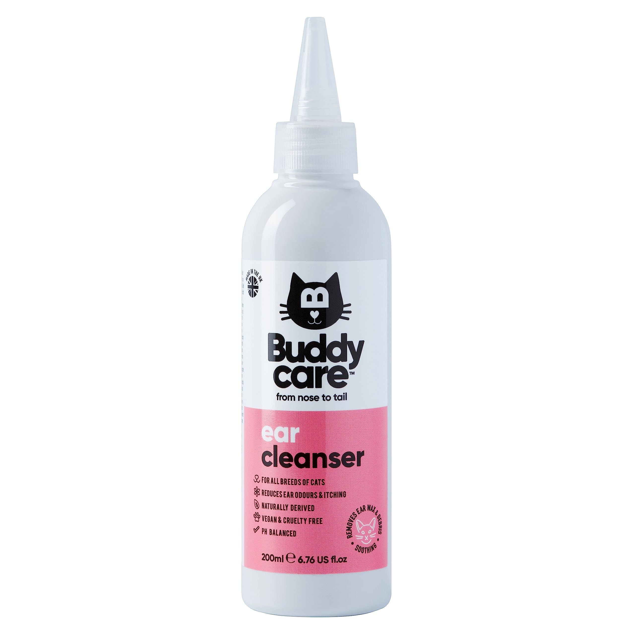 Cat Ear Cleanser by Buddycare Soothing Ear Cleaning Solution for Cats with Easy-To-Use Applicator Naturally Derived Ingredients With