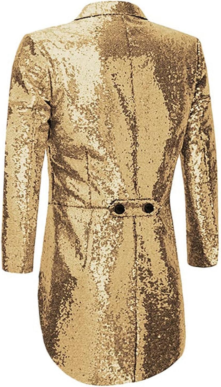 Mens Sequin Jacket Ringmaster Costume Shiny Tux Show Swallowtail Suit for Wedding Dinner Party Outfits WJK001