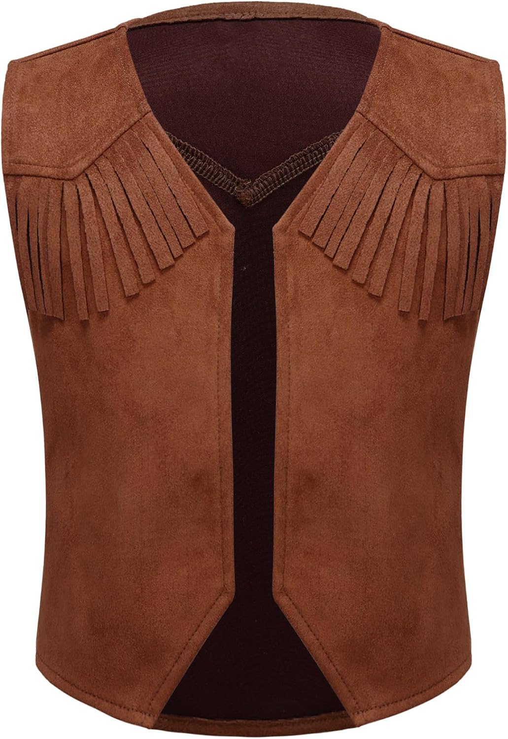 Kids Western Cowboy Vest Girls Boys Fringe Decor Waistcoat Outerwear