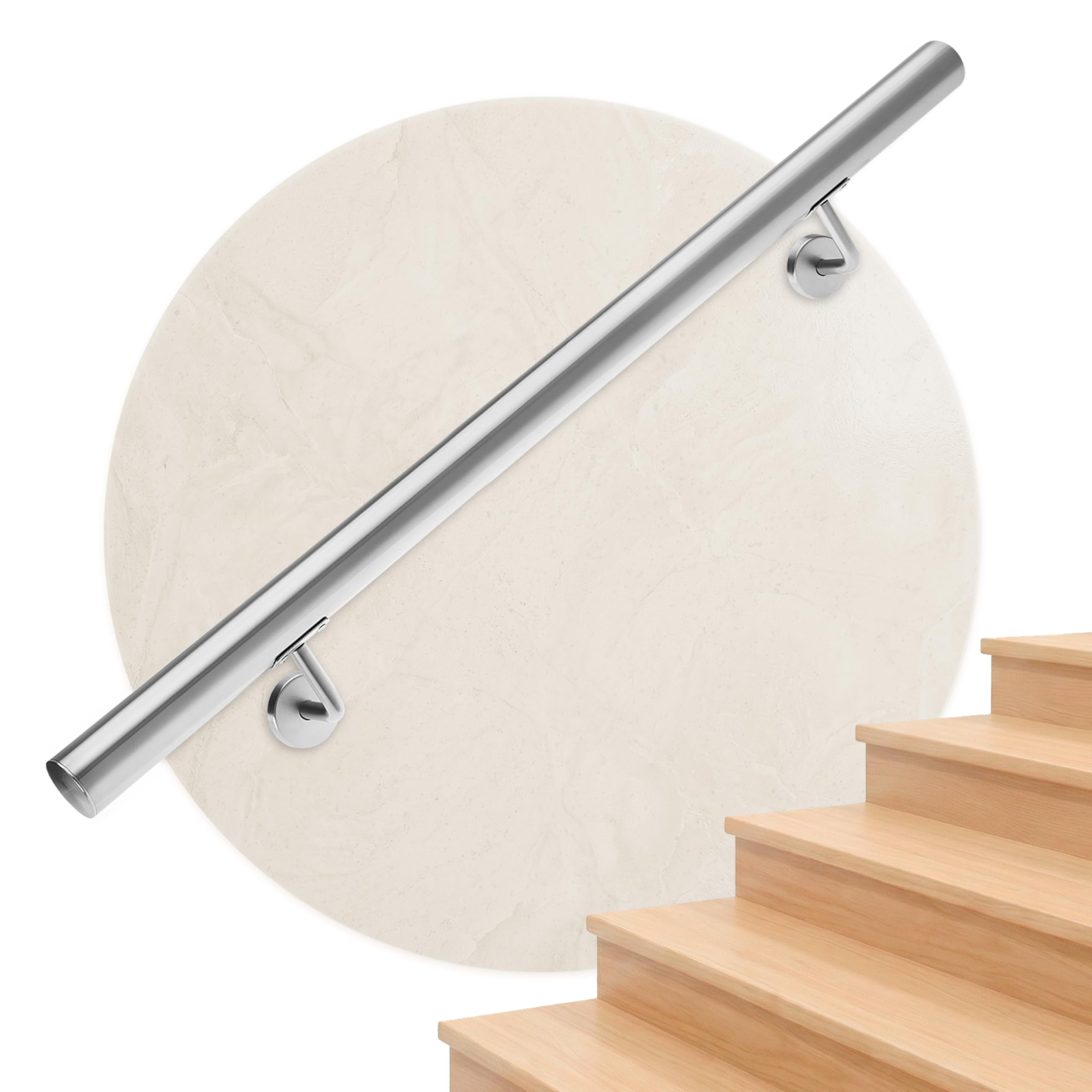 MONZANA® 100cm Handrails for Stairs V2A Stainless Steel Indoor/Outdoor Handrail Railing Stair Rail | Hand Rail for Stairs | 50cm-600cm Wall Mounted Staircase Hand Rails for Outdoor Steps