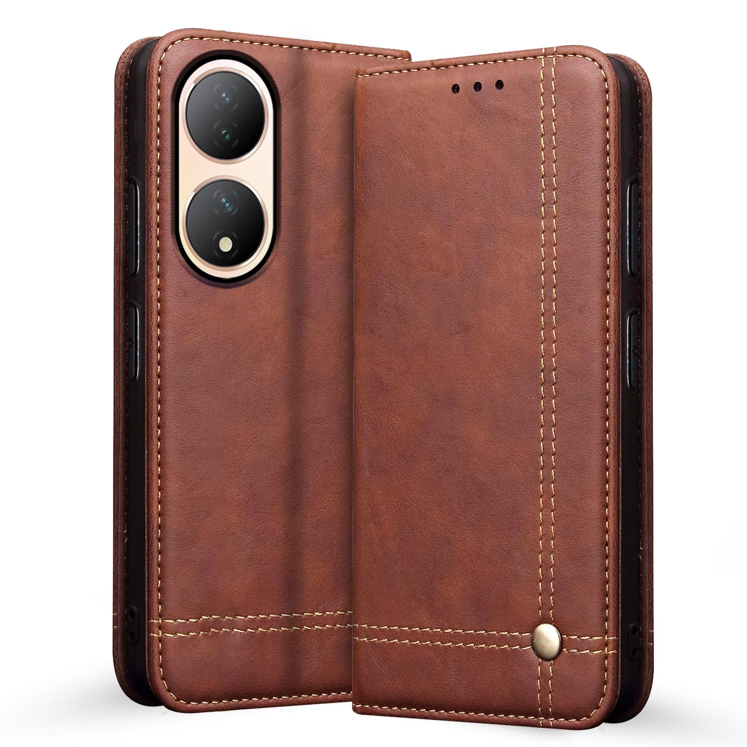Pikkme Vivo Y100 5G Flip Cover | Strong Magnetic Closure | Genuine PU Leather Finish | Wallet Style with Inbuilt Pocket & Stand | Premium Look Magnetic Flip Case (Brown) (B0CGJBCH39) Amazon Price History, Amazon Price Tracker