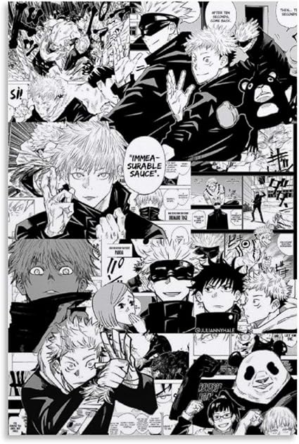 Ruiqiu Jujutsu Kaisen Poster Pop Manga Noir Et Blanc Sur Toile Impression Murale Decoration D Interieur Encadree 50 X 75 Cm Amazon Fr Cuisine Et Maison