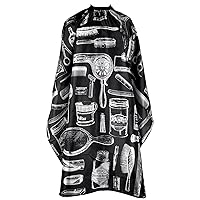 Vista 9 de Capa de peluquería profesional de 64 x 56 pulgadas para hombre, capa impermeable para cortar el cabello con cuello elástico y cierre ajustable, capa