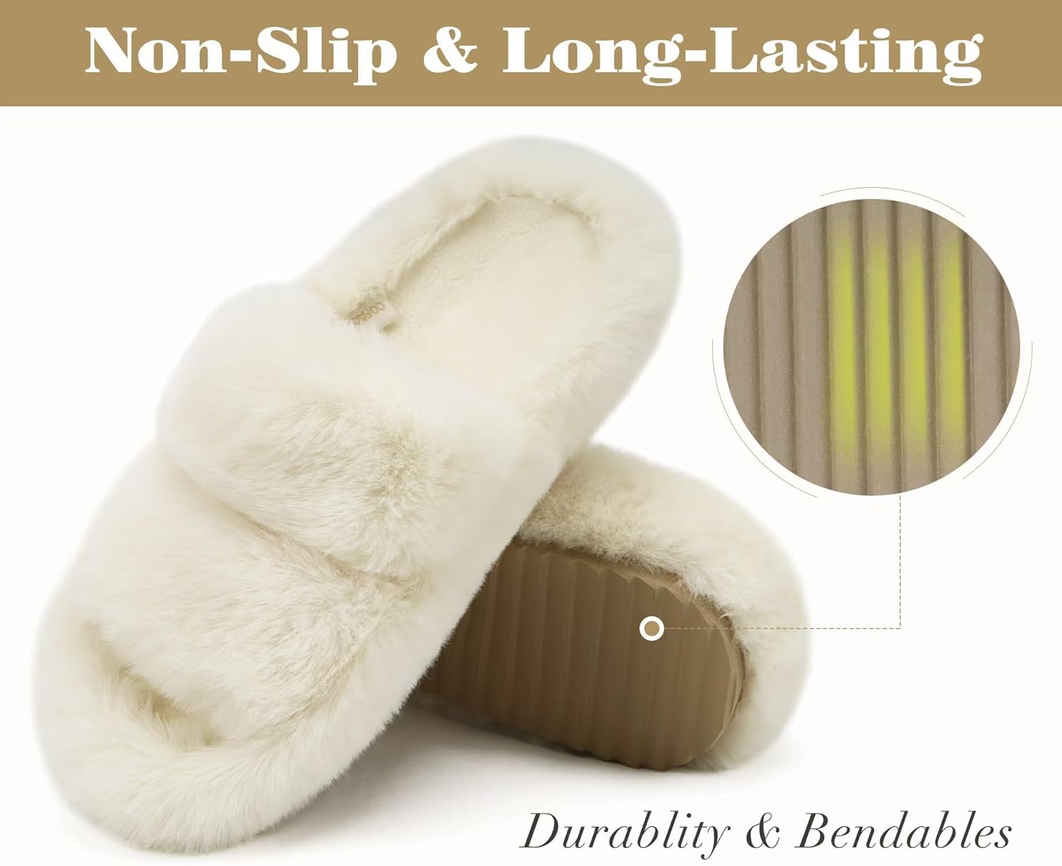 COFACE Women's Fuzzy Slippers Memory Foam Open Toe Slip On House Shoes Size 5-11 - Image 6