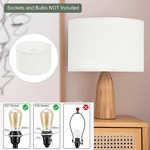 Miniatura 10 de YOKIVE Juego de 2 pantallas de lámpara de tambor, lámparas de mesa, lámparas de pie, proporcionan luz cálida, ideal para sala de estar, dormitorio,