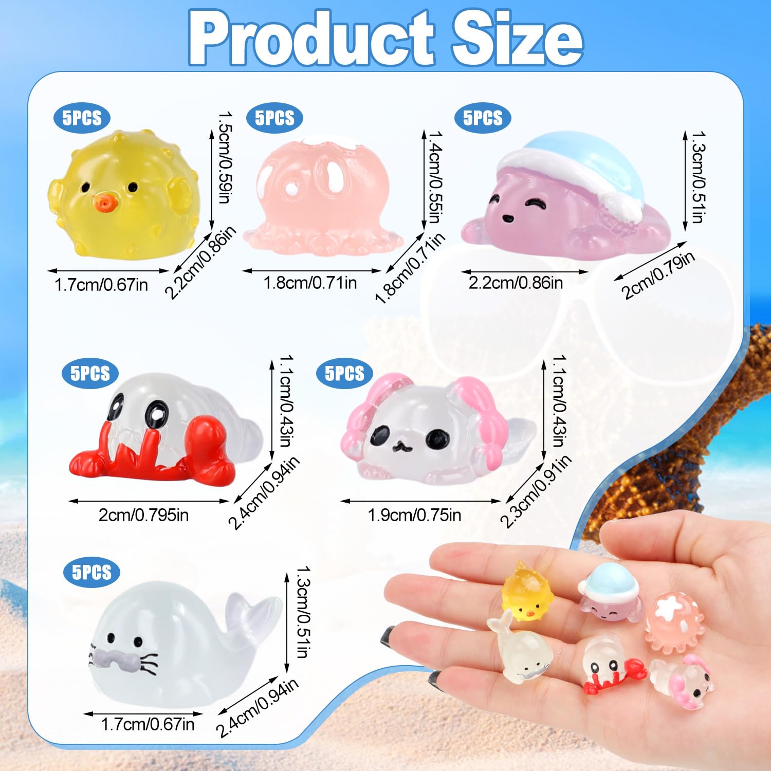 40 Mini-Figuren Ozean-Tiere Aus Harz – 20 Stile Inkl. Axolotl, Wal, Hai Für Deko & Puppenhaus