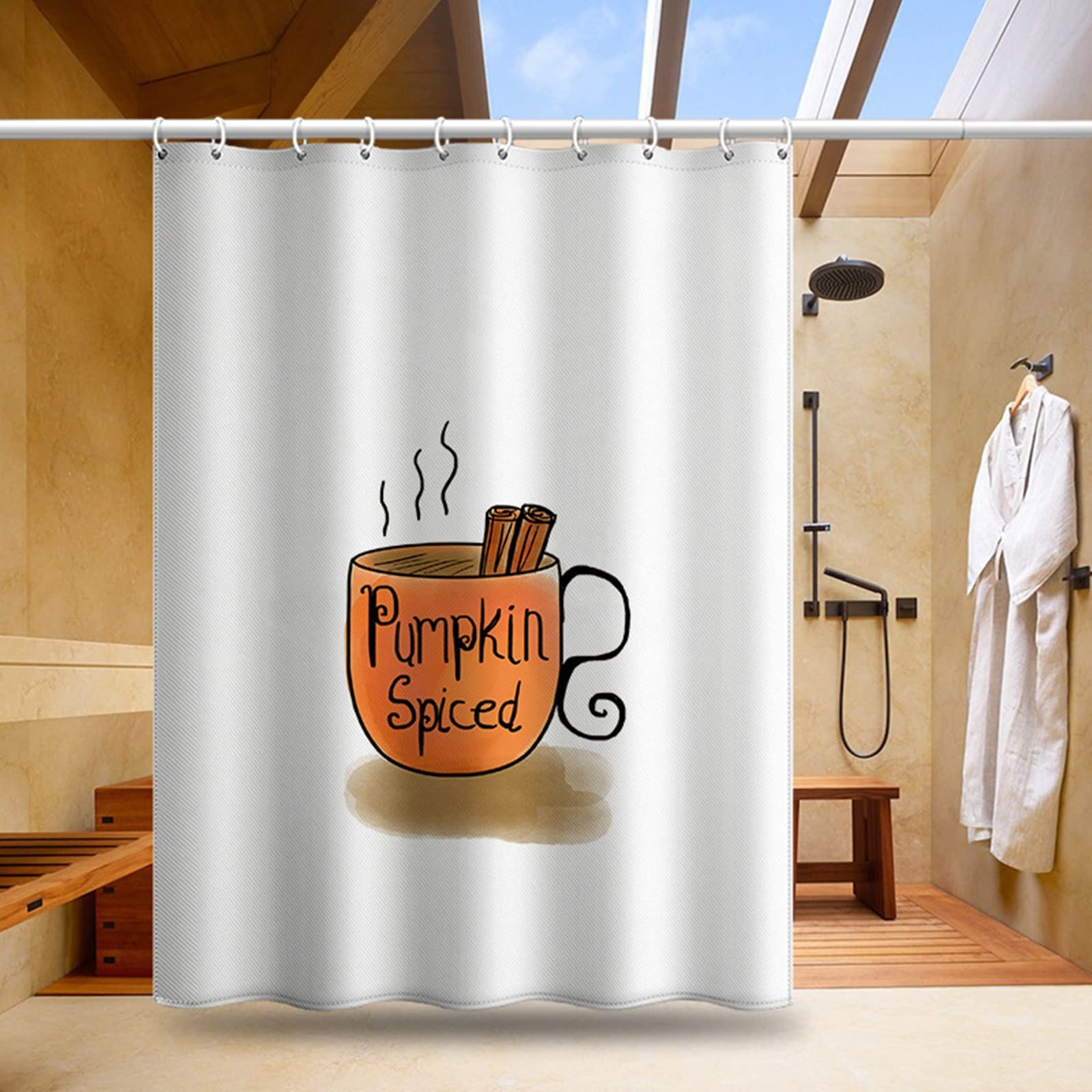 Rideau douche KnSam Pumpkin Spiced pour une ambiance automnale cocooning dans votre salle de bain