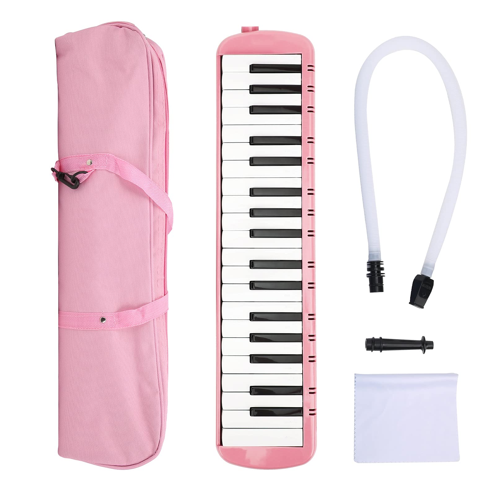 37 Keys Melodica Instrument, Musical Instrument Air Piano Keyboard Pianica for Kids Adults Beginners Professional Training with Carrying Bag (Pink)