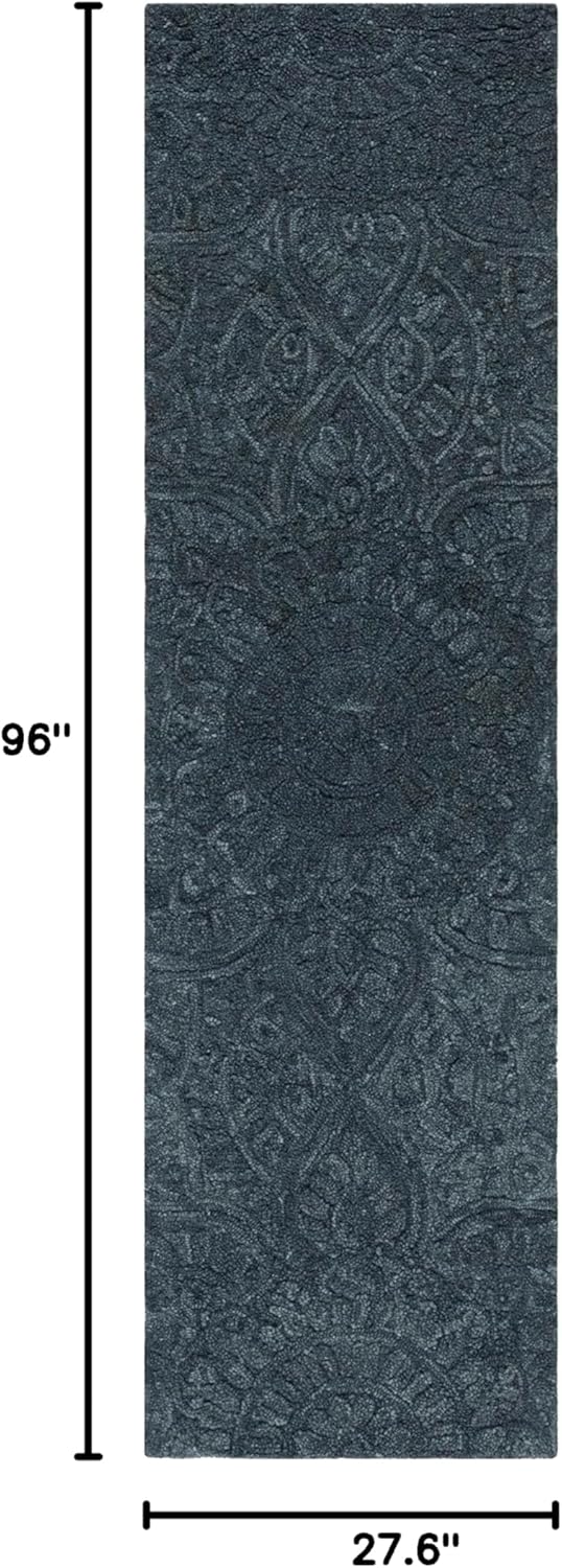 SAFAVIEH Marquee Collection Runner Rug - 2'3" x 8', Dark Grey, Handmade Medallion Wool, Ideal for High Traffic Areas in Living Room, Bedroom (MRQ301F)