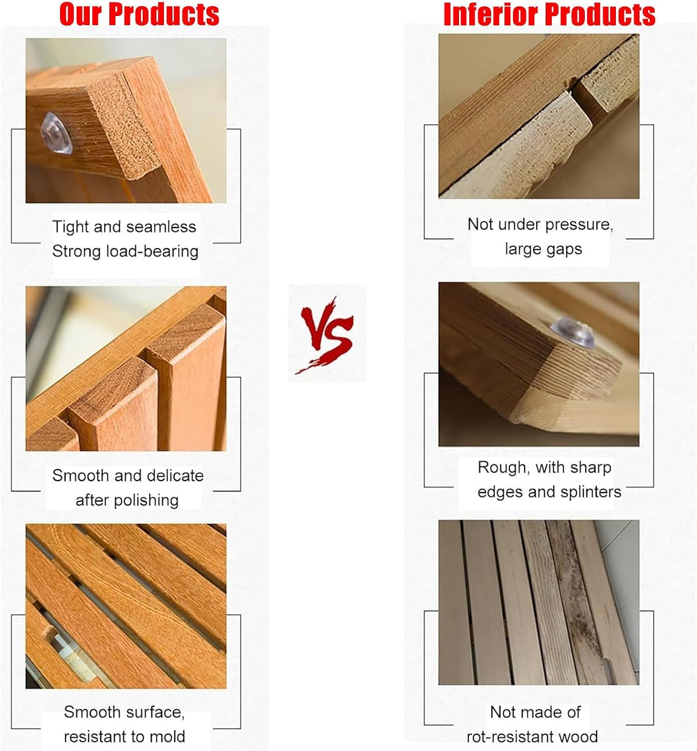 Square Teak Shower Floor Mat, Solid Wooden Bath Mat with Non-Slip Feet, Large Slated Platform for Yard Patio/Spa/Sauna/Rv Hot Tub Footrest(40x80cm/15.7x31.5in)