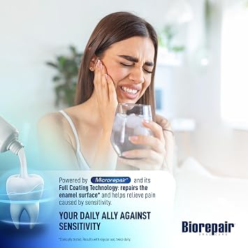 BIOREPAIR Plus Sensitive Teeth- Fluoride Free Hydroxyapatite Toothpaste, Reduces Dentin Sensitivity & Pain, Sensitive Toothpaste Adults & Kids, Prevents Enamel Erotion, Oral Care, 75ml, Made in Italy