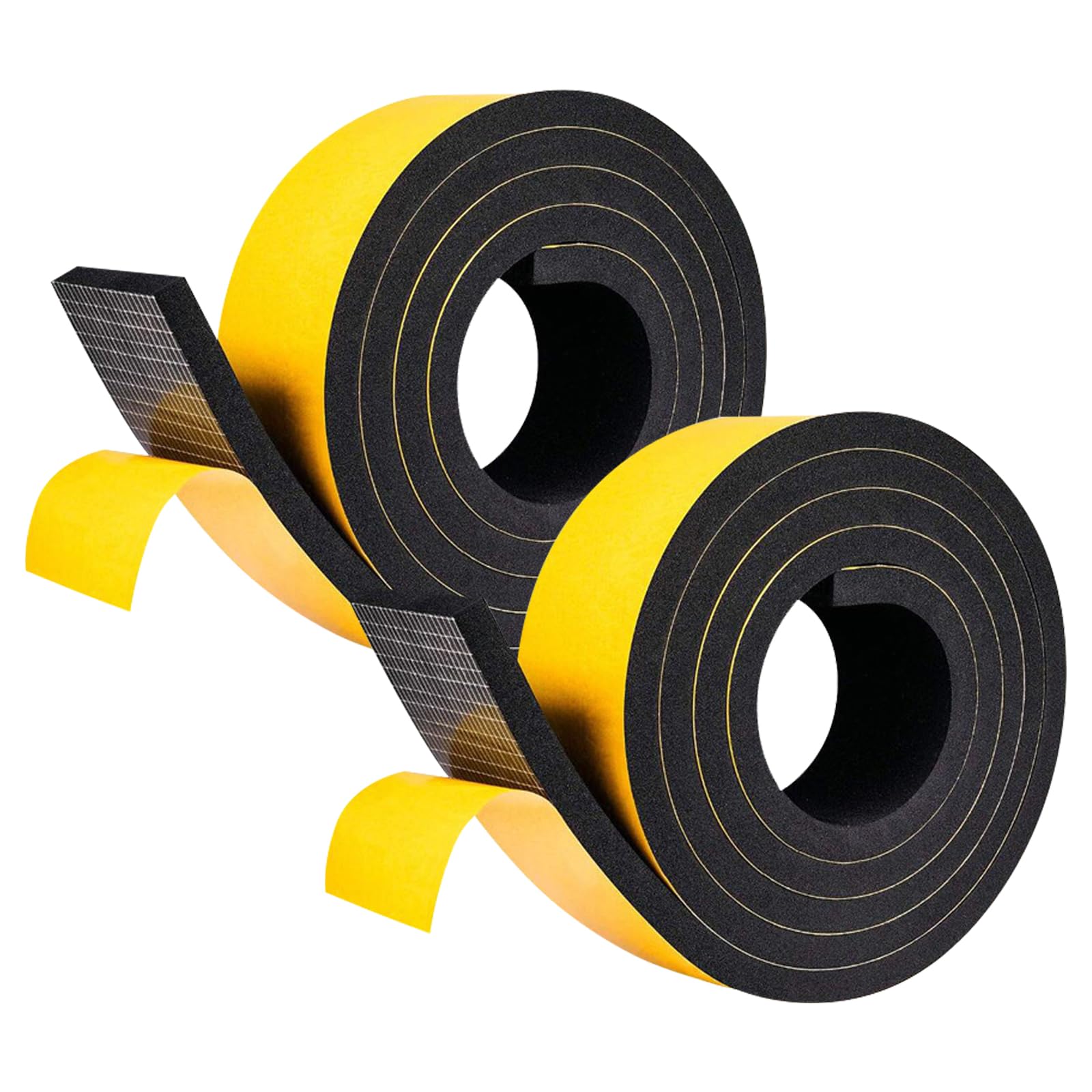 Nastro autoadesivo in schiuma,12 mm (larghezza) x 6mm (Spessore),guarnizione in gomma per porte e finestre,resistente alle intemperie,anti-collisione,isolamento acustico (4m x 2 rotoli),nero