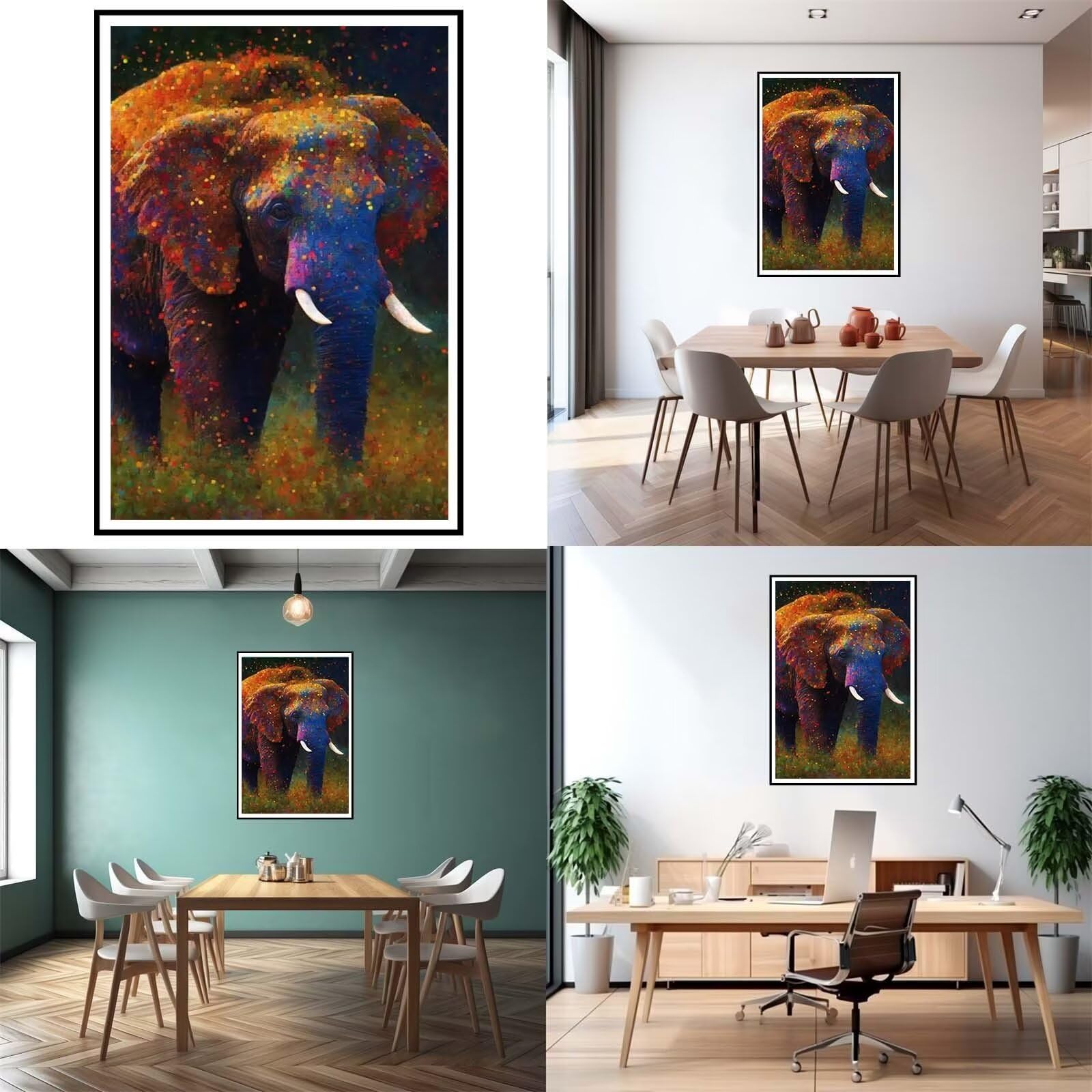 5D DIY Diamante Art Pintura kit Completo, Diamond Painting Adultos Niños Rhinestone Bordado de Punto de Cruz Artes Pintura Painting,Cuadros Decor para Cuarto, Sala de Estar - (Elefante animal) 60x90cm