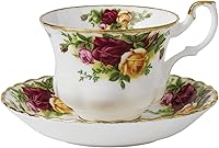 Royal Albert Old Country Roses Teacup & Saucer Set - Fine Bone China with Gold Banding & Timeless Rose Motif