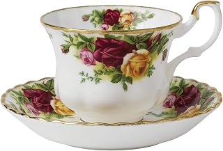 Royal Albert Old Country Roses Teacup & Saucer Set - Fine Bone China with Gold Banding & Timeless Rose Motif
