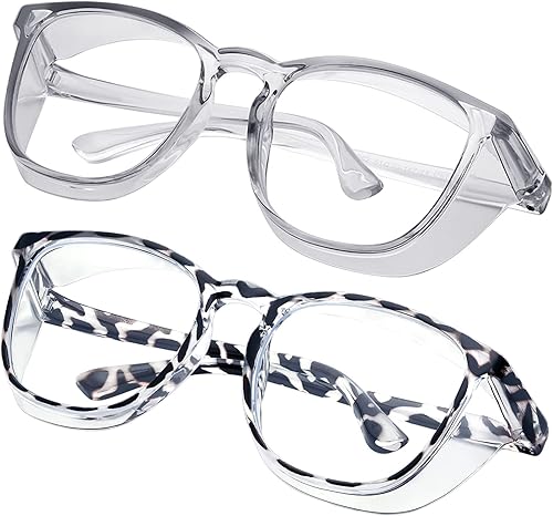Gafas de seguridad para enfermeras, gafas protectoras  Antivaho marco cuadrado elegante gafas transparentes para mujeres y hombres