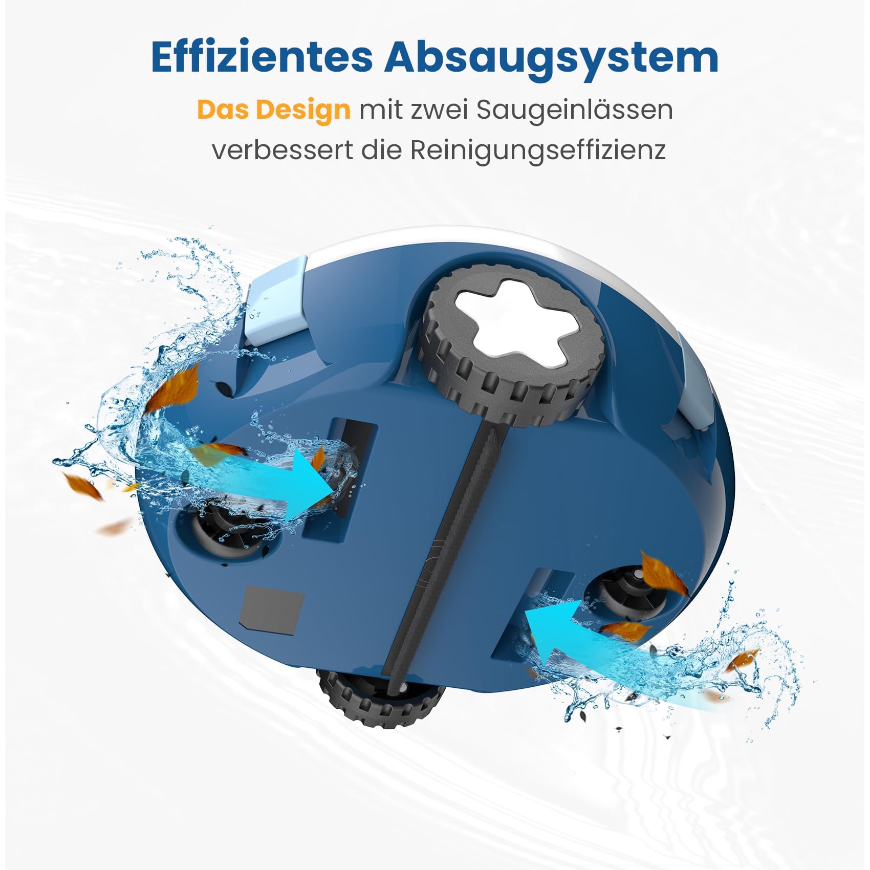 Poolroboter, kabelloser Poolsauger, Schnurloser Roboter-Poolreiniger, automatischer, leistungsstarker Poolsauger, 120 Minuten Laufzeit, selbstparkend, ideal für Flache Böden bis 100 m²(Weiß)