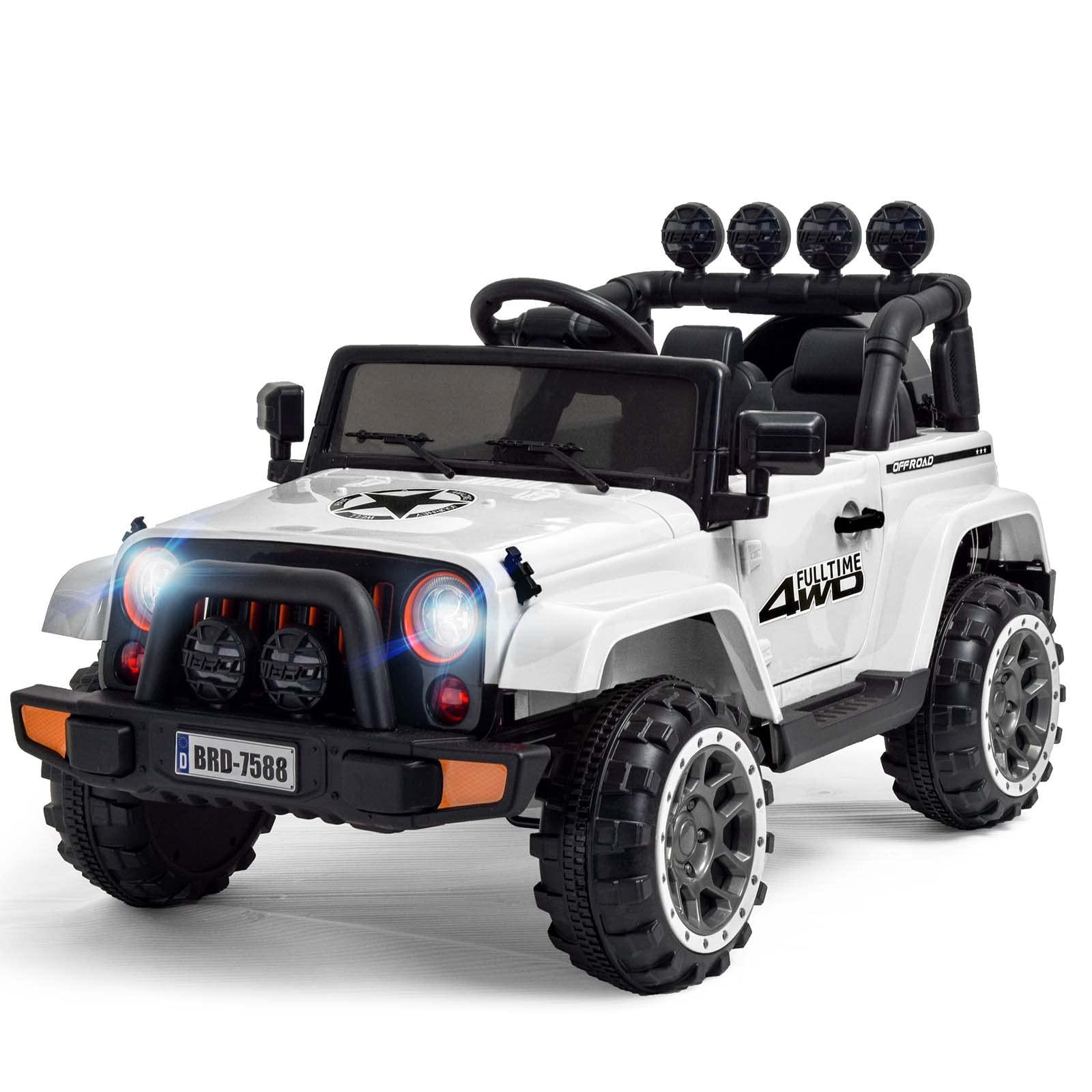 JOINATRE 12V Kids Ride on Car Truck with with Storage Space, 47โLarge Battery Powered Children Electric Cars w/Remote Control, 3 Speeds, Spring Suspension, LED Light, Music MP3, Bluetooth, White