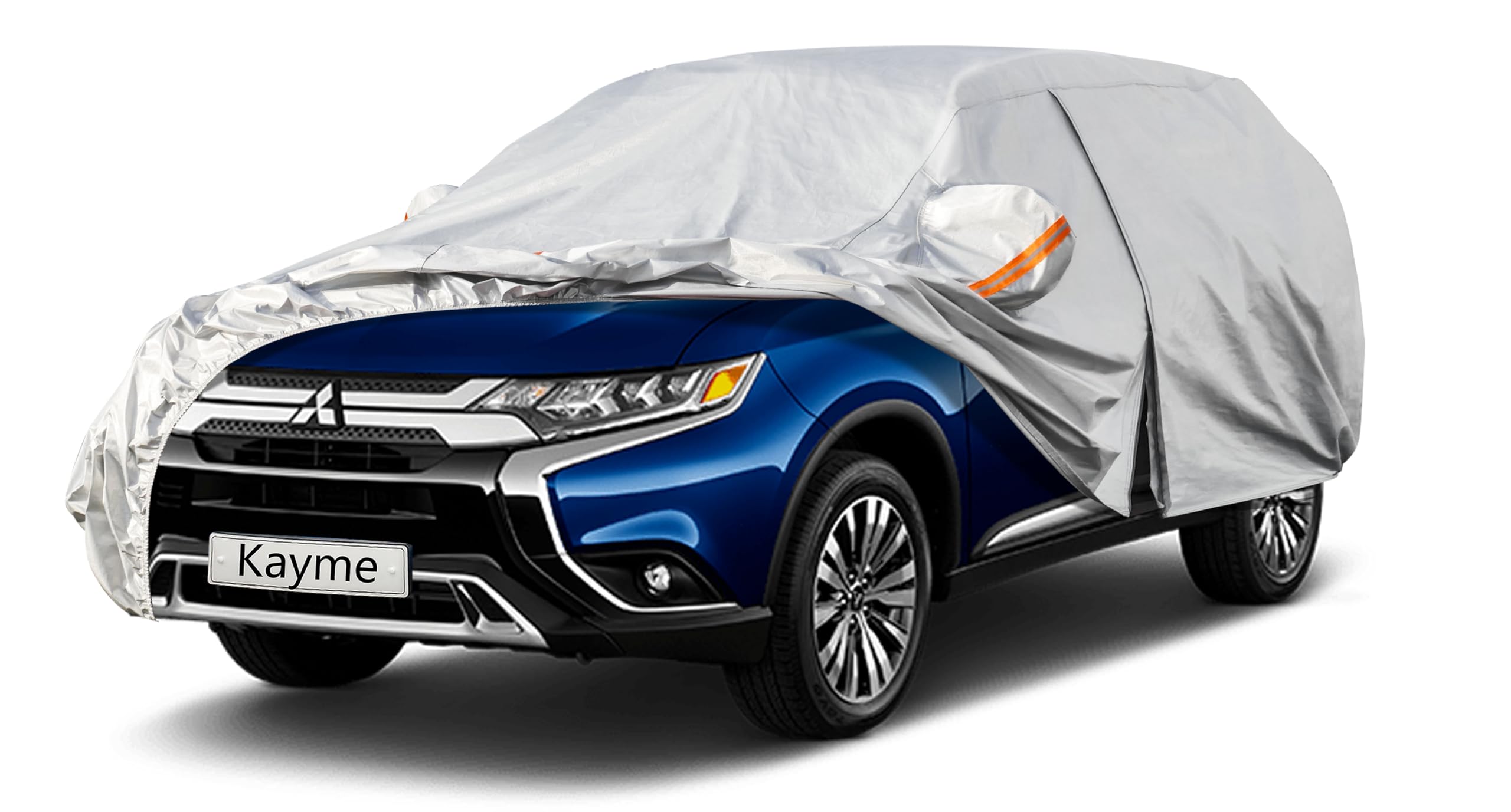 Kayme 6 Layers SUV Car Cover Custom Fit for Mitsubishi Outlander (2005-2023) Waterproof All Weather for Automobiles, Outdoor Full Cover Rain Sun UV Protection.Silver