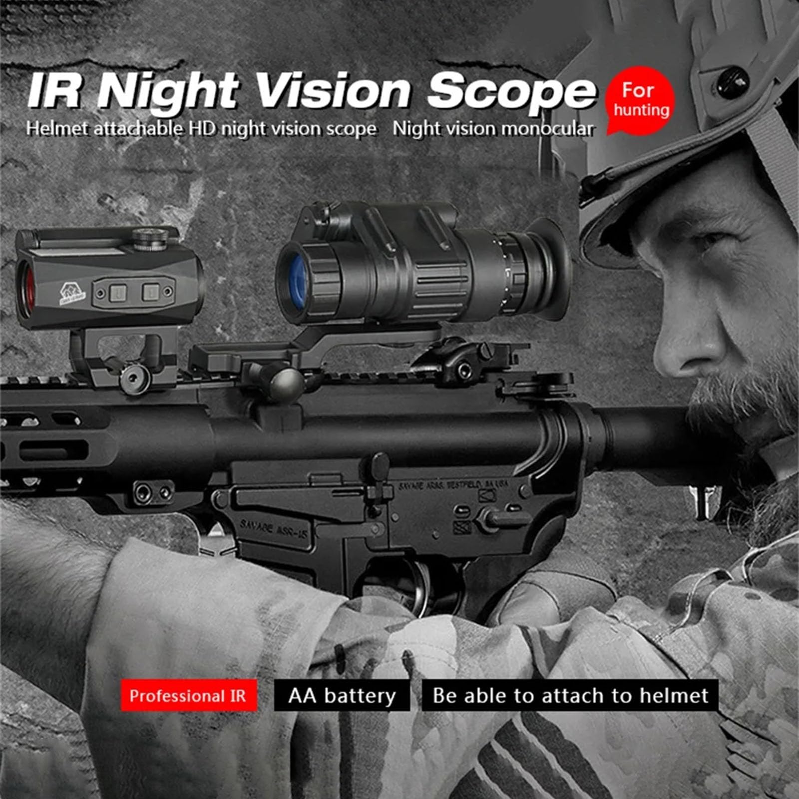 HMWOKPOT IR Digital Monocular Night Vision Goggle 2X Zoom Helmet Night Vision Scope Night Vision Device Telescope Outdoor for Observe Wildlife Secenery