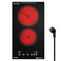 FIREGAS Piano Cottura Vetroceramica 2 Fuochi Elettrico 3000W, Timer