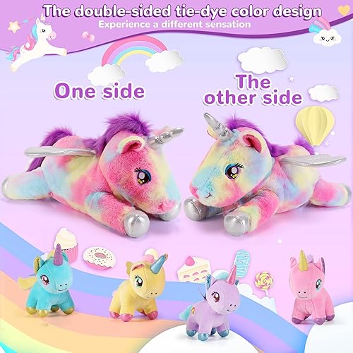 Miniatura 5 de 5 piezas de animales de peluche de unicornio, 1 unicornio de peluche para mamá con 4 bebés, regalos de unicornios para niñas de 3 a 8 años, juguetes