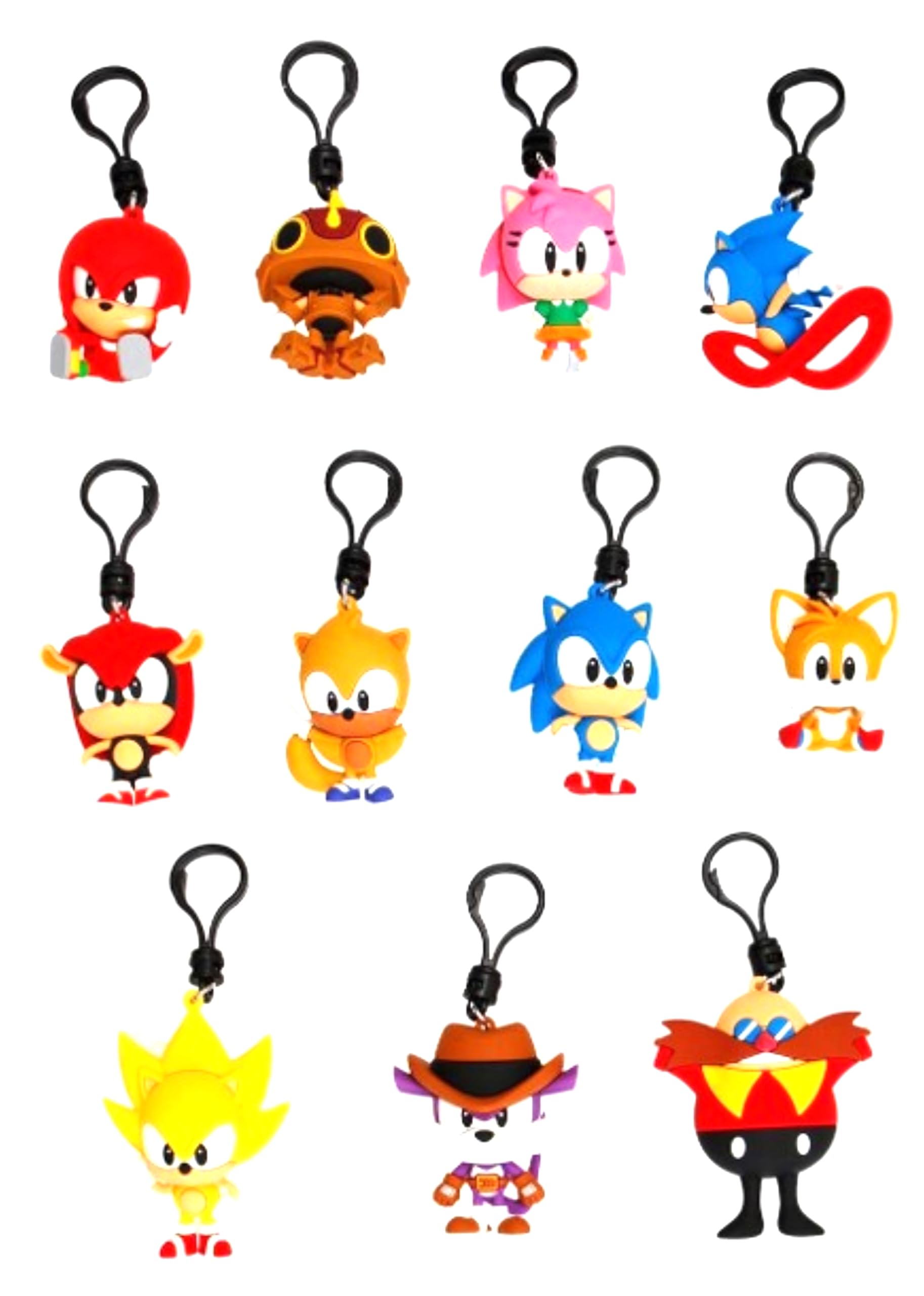 Monogram Sonic the Hedgehog Series 4-3D Foam Figural Bag Clip in ONE Blind Bag - Keychain - Sonic Tails, Knuckles, Amy and More... ONE RANDOM CHARACTER PER ORDER, Multicolor, 2.0