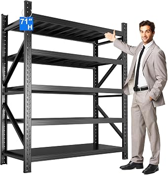 JBLCC 8000LBS Garage Shelving Heavy Duty 59" W Storage Shelves 5-Tier Adjustable Metal Steel Shelving Unit for Industrial, Commercial Basement, Pantry, Warehouse, 59 W x 71H x 24 D