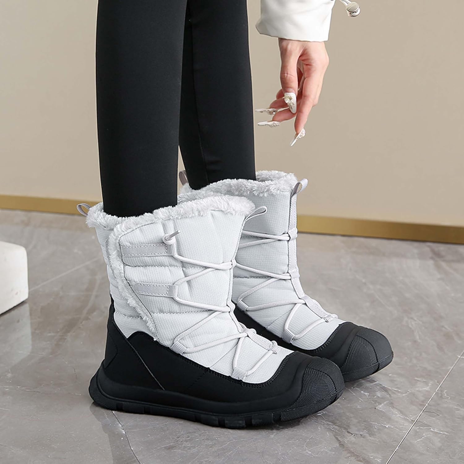 Women's Snow Boots Waterproof Winter fur Lining Warm Ankle Boots Anti Slip Outdoor Snow Sports Shoes Cold Resistant Hiking Work Walking Cotton Shoes