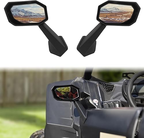 SAUTVS - Espejos laterales plegables para puerta delantera para Maverick X3, espejos laterales ajustables de alta definición para accesorios Can-Am