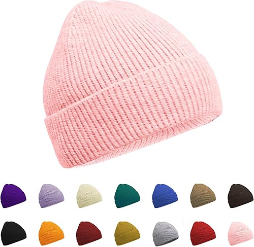 ZOORON Beanie for Women Men Warm Winter Hats Unisex Cuffed Plain Skull Knit Hat 