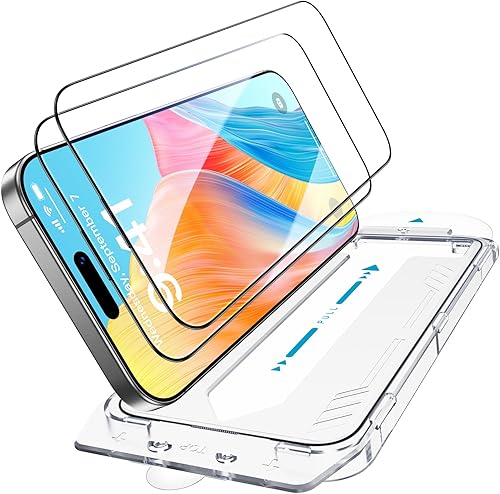 Vista 16 de Uyiton Protector de pantalla compatible con iPhone 17 Pro (antiluz azul), fácil de instalar, cobertura completa inastillable, compatible con fundas