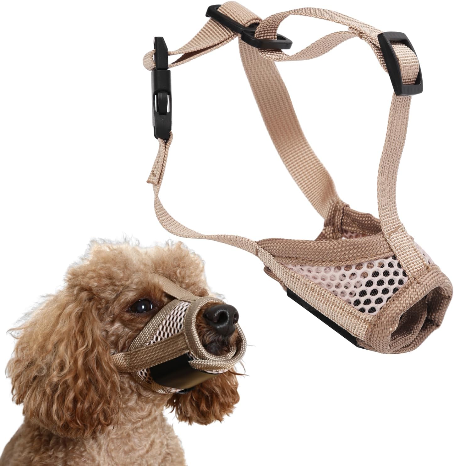Muzzle for Dog, Soft Pet Protection Muzzle Dog Mouth Cover Guard to Stop Chewing Dog Muzzle with Breathable Mesh & Stable Head Strap Design Mesh Muzzle for Large Medium Small Dogs (L)