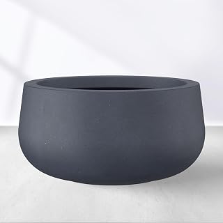 Kante Charcoal Concrete Planter 20" Dia All-Weather Round Large Pot