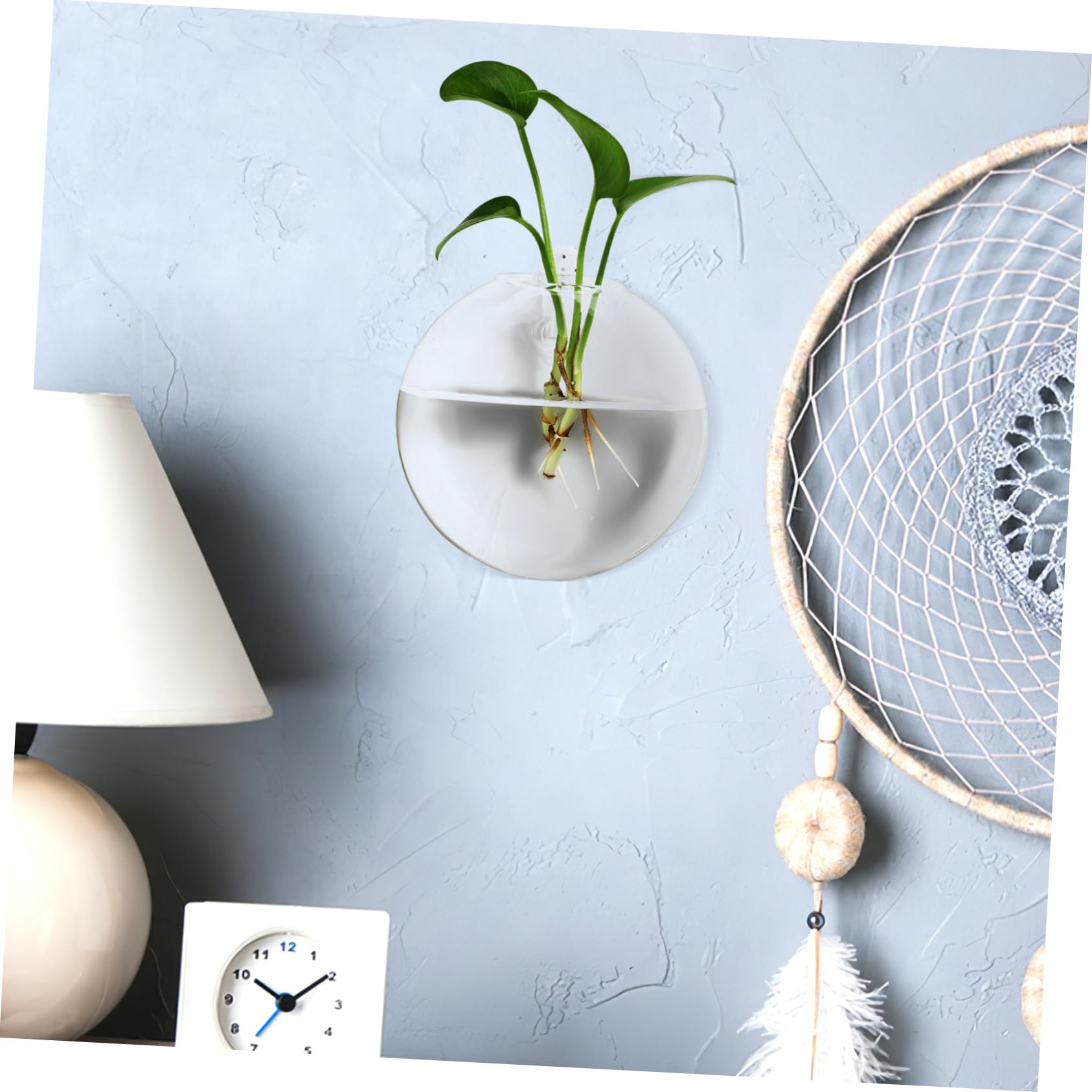 PRETYZOOM 4 Pièces Lot de Vases Muraux Verre pour Hydroponie Pots Transparents Ronds pour Propagation Décoration Suspendue pour Maison et Bureau