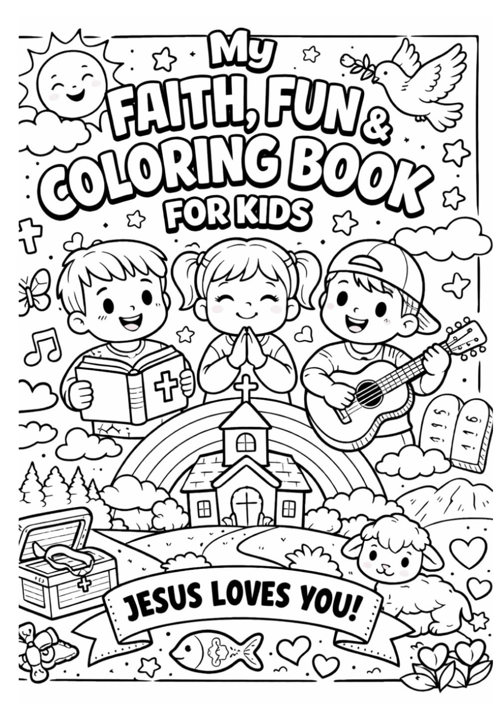 Faith,Fun and Coloring: Faith,Fun and Coloring Book For kids Bible based coloring Book for Kids