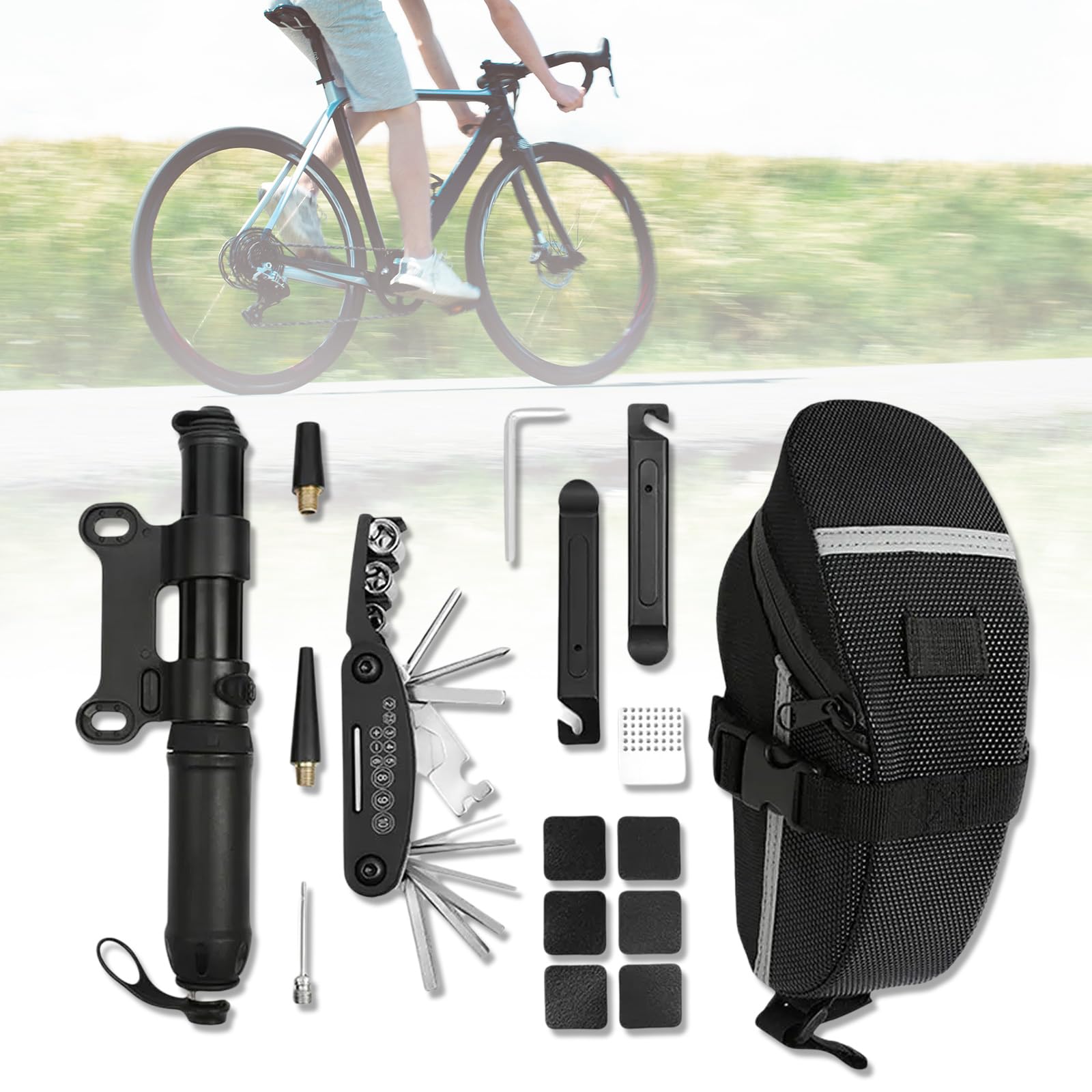 Bici portatili Riparazioni Pneumatici Strumento Multifunzionale Puntura Manutenzione Strumento Biciclette Fix Tire Tool Set con Borsa di Immagazzinaggio