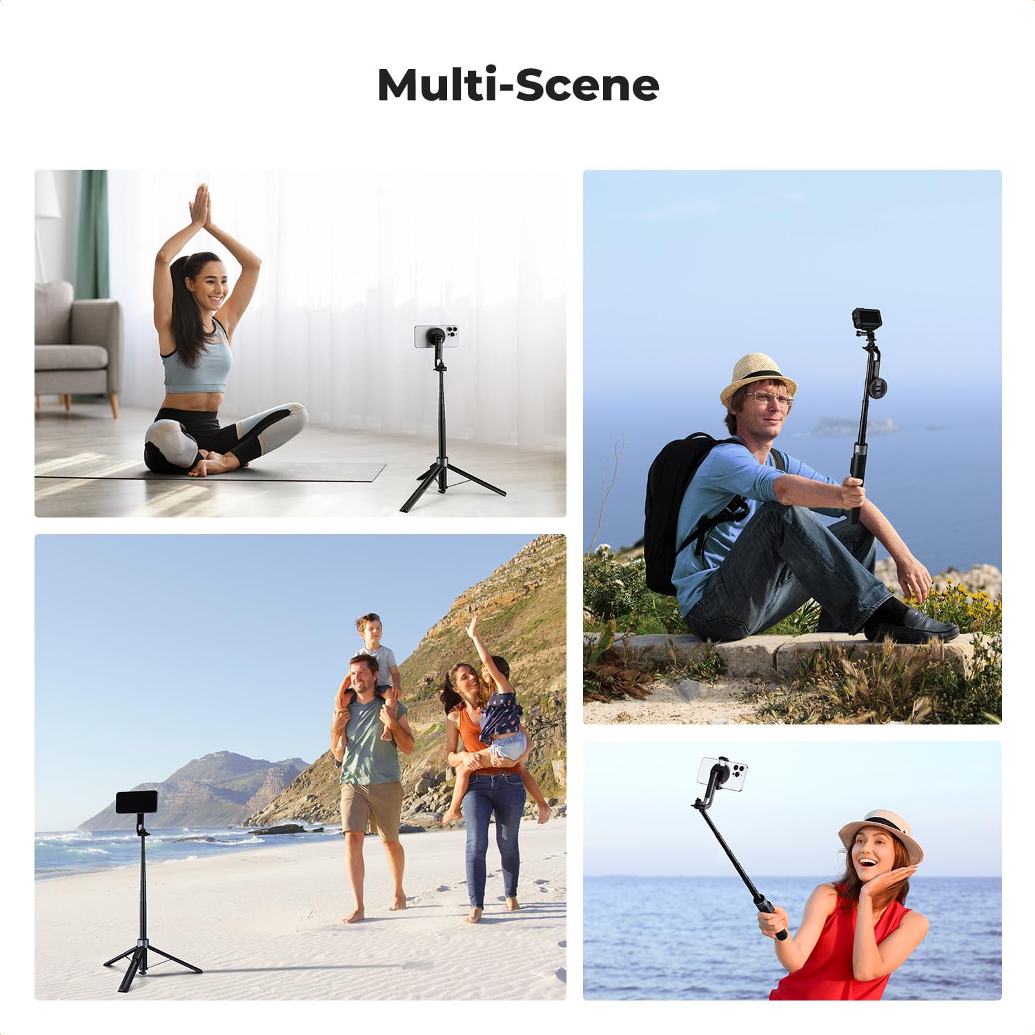 K&F CONCEPT TF08 72" Treppiede iPhone, Adatto per DJI OSMO POCKET 4&3, 3-in-1 Selfie Stick Magnetico+Clip con Telecomando, Rotazione 360°, Compatibile iPhone 17-12/Android, Vite 1/4", Insta360 X5/X4