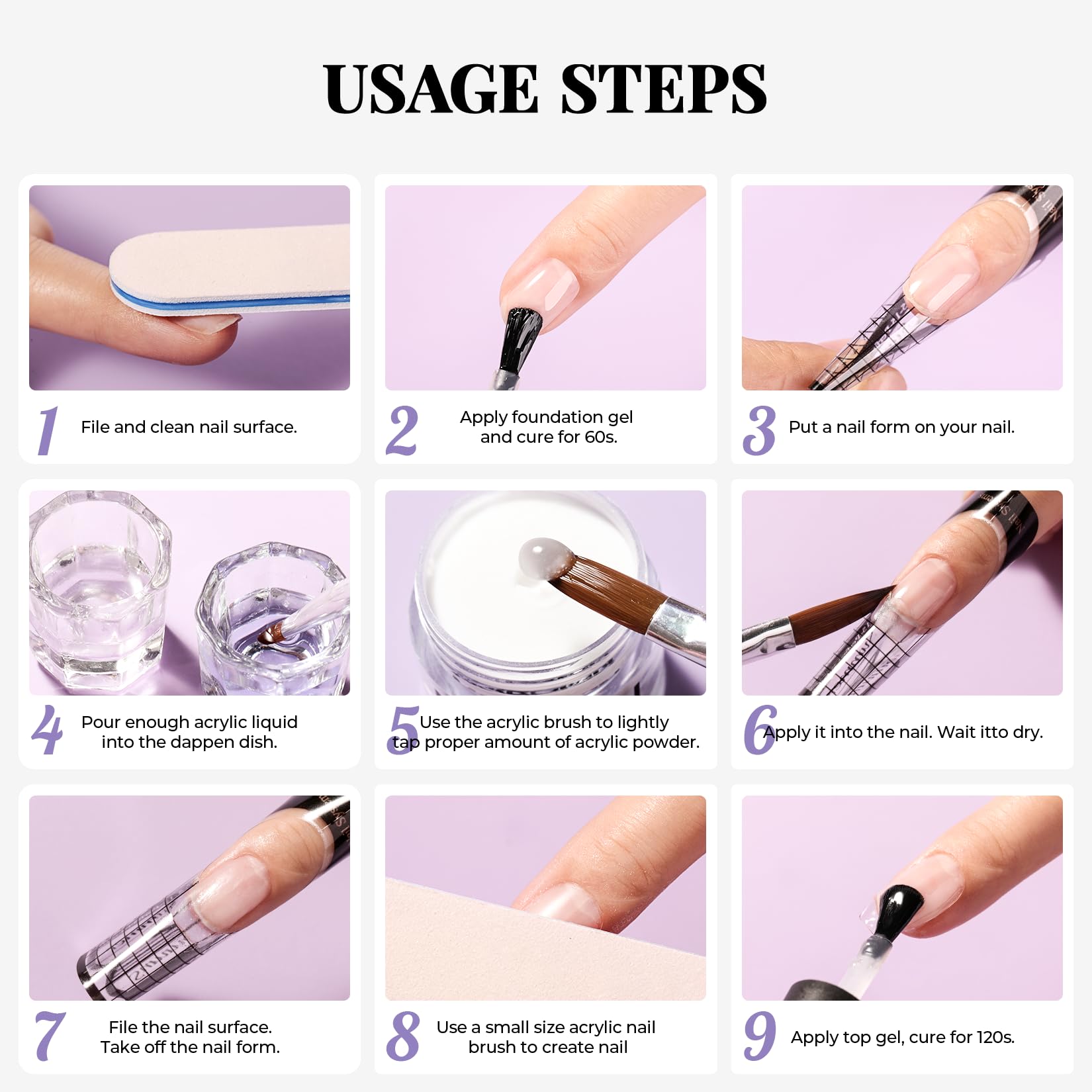 Kit de uñas acrílicas para principiantes: juego completo con polvo acrílico de 24 colores y líquido de larga duración, secado rápido y duradero para manicura de uñas con taladro de uñas y 7