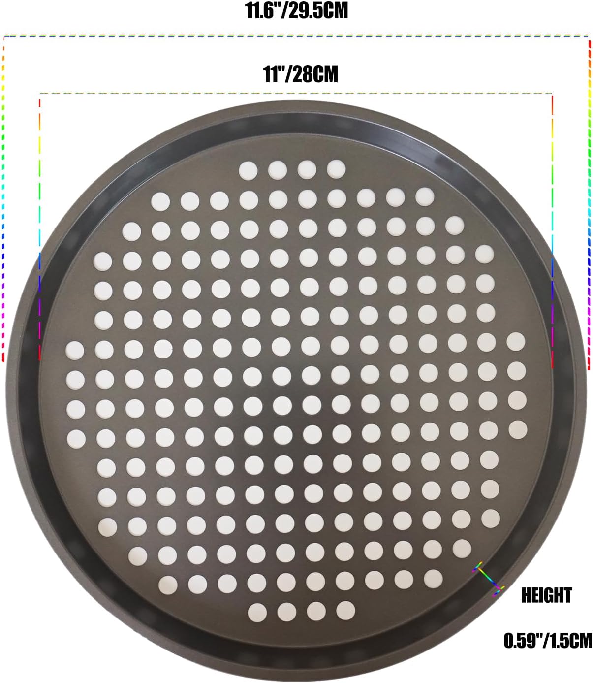 2 Pack Pizza Pan with Holes, Pizza Tray for Oven, Carbon Steel Perforated Pizza Pans, Nonstick Round Pizza Baking Pan for Frozen & Homemade Pizza Home Kitchen Restaurant - 11 Inch, Black - Image 2