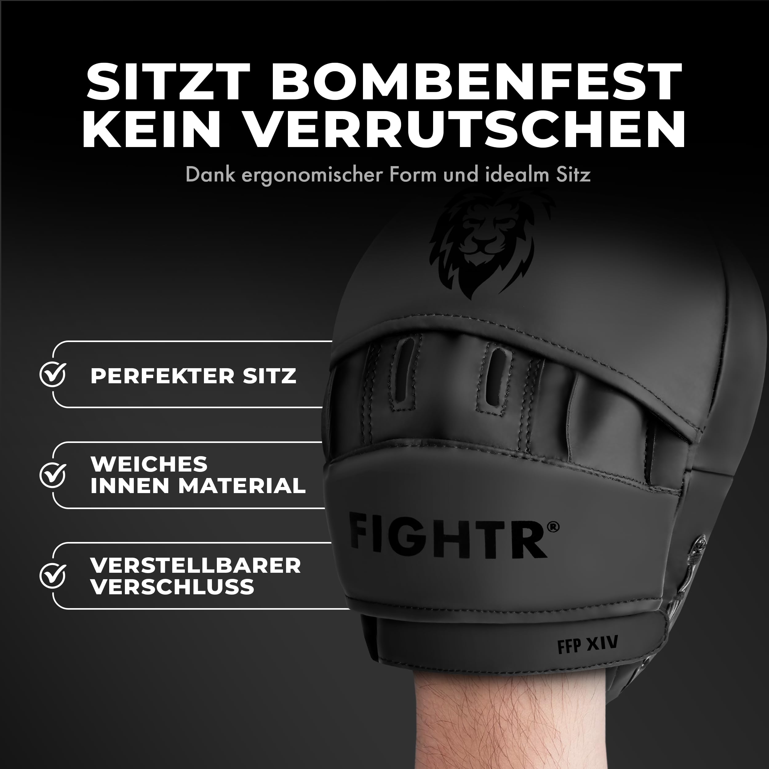 FIGHTR® Premium Handpratzen - Ideale Polsterung & Stabilität | Boxhandschuhe für Kampfsportarten inkl. Tragetasche | Focus Pads für Boxen, MMA, Muay Thai, etc.