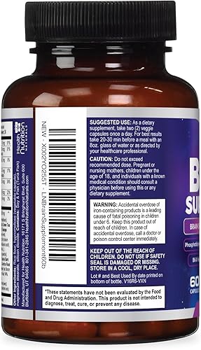 Vista 8 de Suplemento de memoria cerebral, nootrópicos de fuerza 3 veces para concentración, claridad y apoyo de enfoque, salud cerebral, vitaminas cognitivas