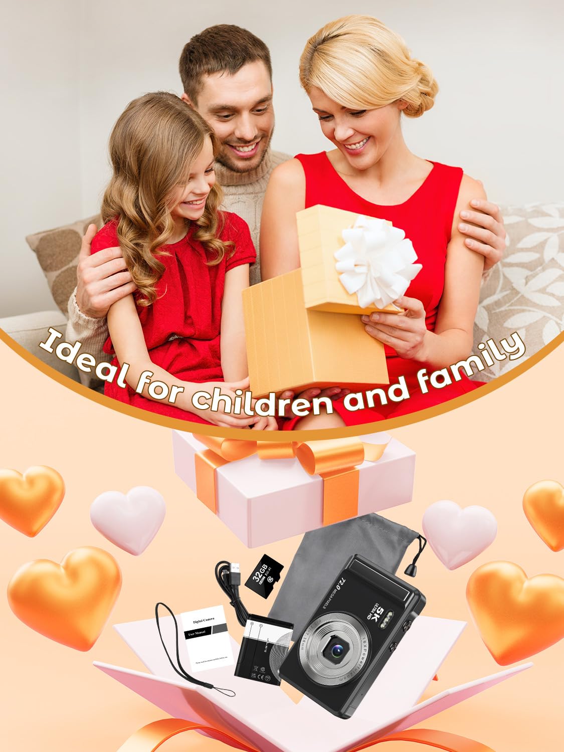 4K Digital Camera - Digital Cameras for Photography - 64MP Vlogging Camera for YouTube - Autofocus Video Camera 3" 180° Flip Screen with 18X Zoom - Compact Travel Cameras with 32GB SD Card 2 Batteries