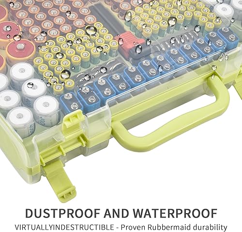 Miniatura 7 de Caja organizadora de baterías con probador, paquete variado de 269 baterías de doble cara, soporta pilas AA AAA 4A C D de 9 V y 3 V de litio LR44