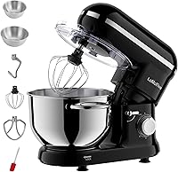LOMOTIVE 6QT Stand Mixer 660W - 6-Speed Dough Maker with Whisk, Hook, Beater - Anti-Slip Stable Kitchen Mixer Black