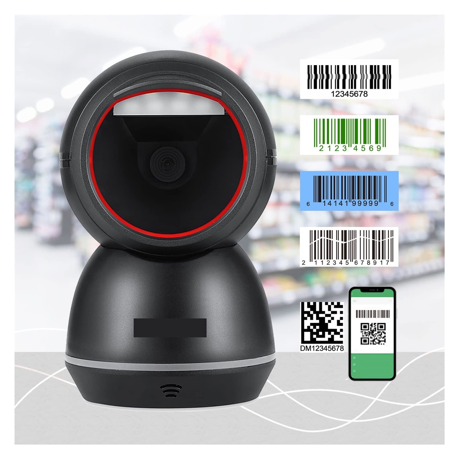 Skaner kodów kreskowych skaner kodów kreskowych 2D skaner o wysokiej wydajności 1D 2D czytnik kodów QR stacjonarny USB wielokierunkowy skaner kodów kreskowych (kolor: Nero)