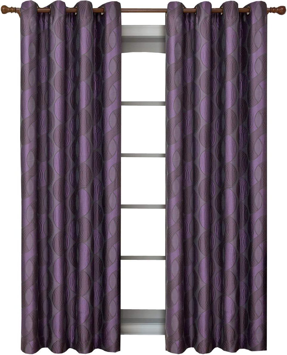 Royal Tradition Savanna 104-Inch Wide x 63-Inch Long, Jacquard Set of 2 Grommet Top Curtains, Mocha