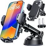 YRU Vrai grade militaire [360° Aspiration de rotation] 2026 Ultimate Car Phone Holder Mount ,90+LBS le plus sûr plus fort & Brevets Certs iPhone 17 16 Pro Max Samsung, Noir foncé