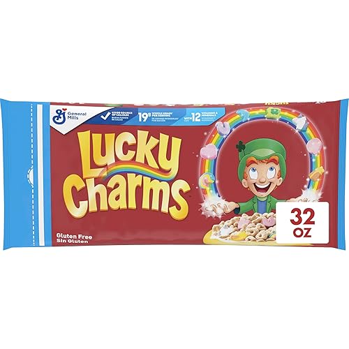 Vista 11 de Lucky Charms Cereal sin gluten con malvaviscos, cereales de desayuno para niños con avena integral, caja de tamaño familiar, 18.6 onzas